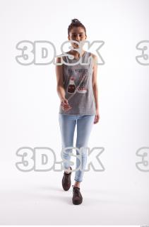 Walking photo references of Molly blue jeans womna singlet 0005